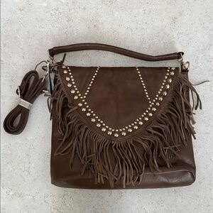 Brown Fringe Shoulder Bag